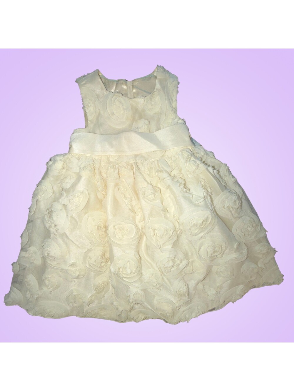 American Princess Girls 4T Ivory 3D Rosette Flower Girl Party Dress Bow